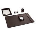 Workstation Dark Brown Bonded Leather 5-Piece Desk Set, 5PK TH264274